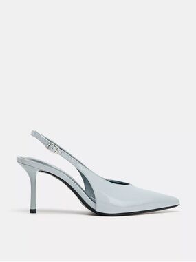 Zara Slingback Pointed Toe Stiletto Heels in Light Blue 7.5